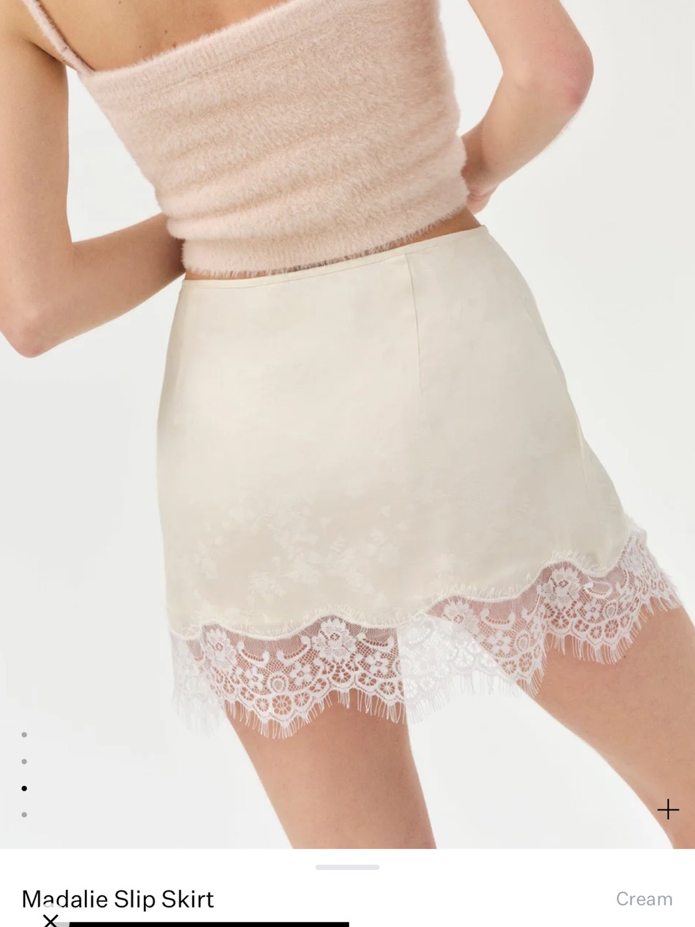 Cream Lace Hem Slip Skirt FL&L - Picture 3 of 9